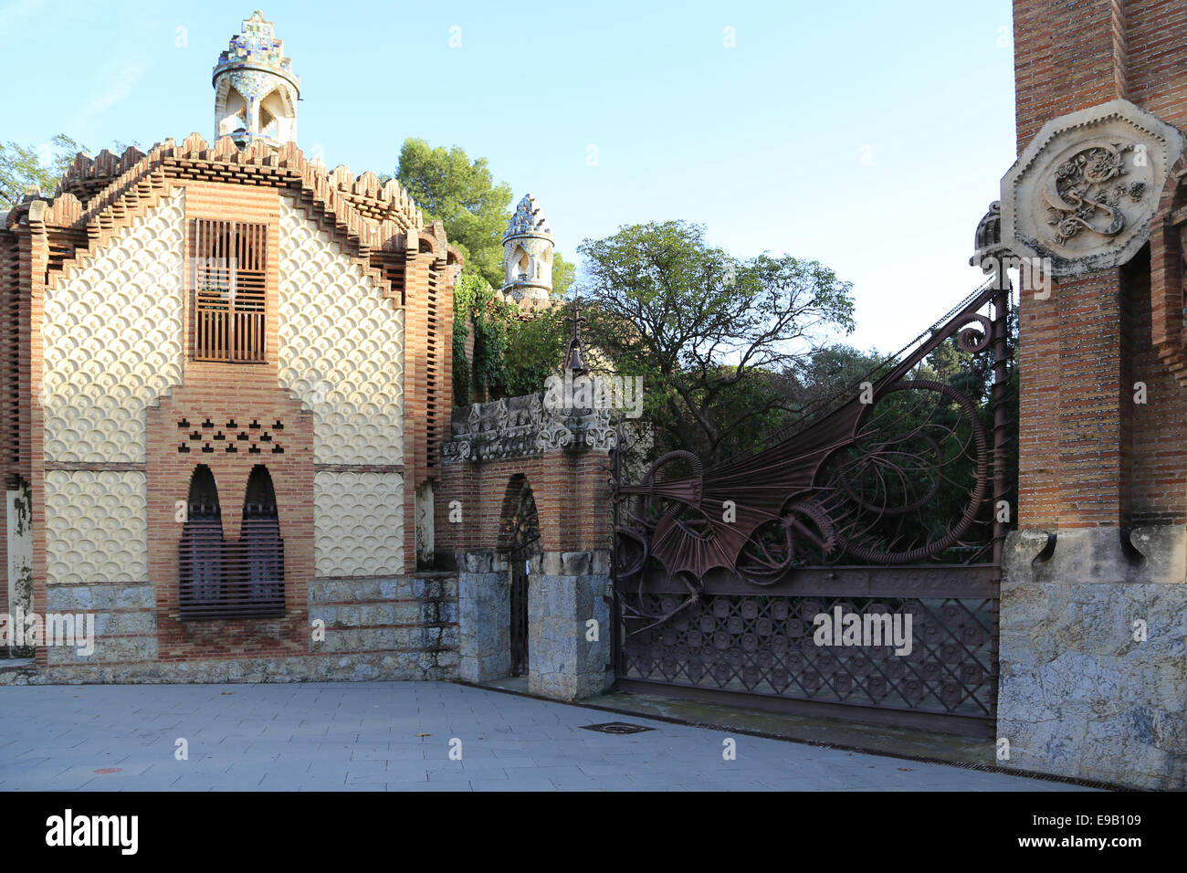 Modernist. Spain. Catalonia. Barcelona. Guell Pavilions.1884-1887. Built  by Antonio Gaudi (1852-1926). Stock Photo