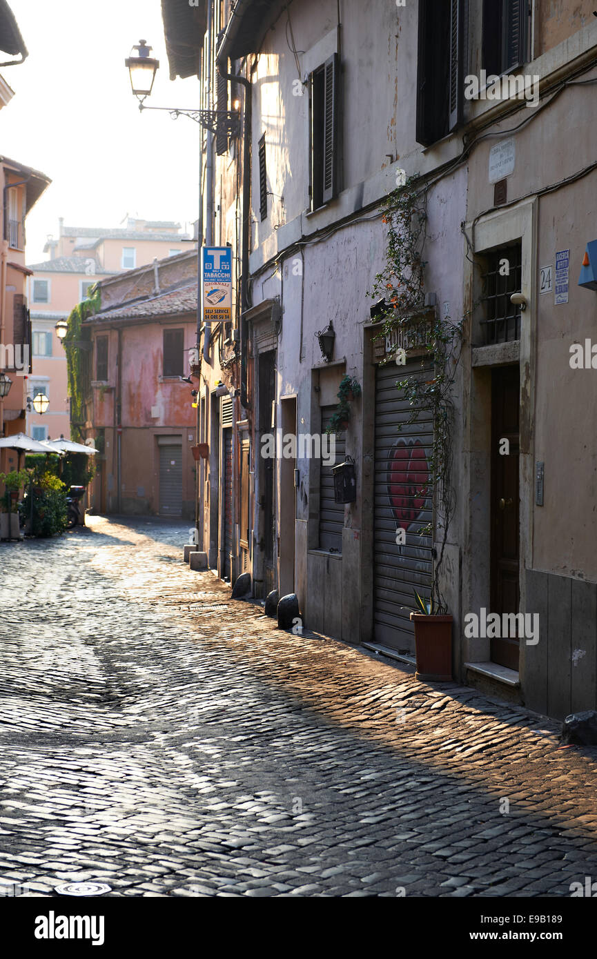 Old village of Trastevere in the morning Stock Photo