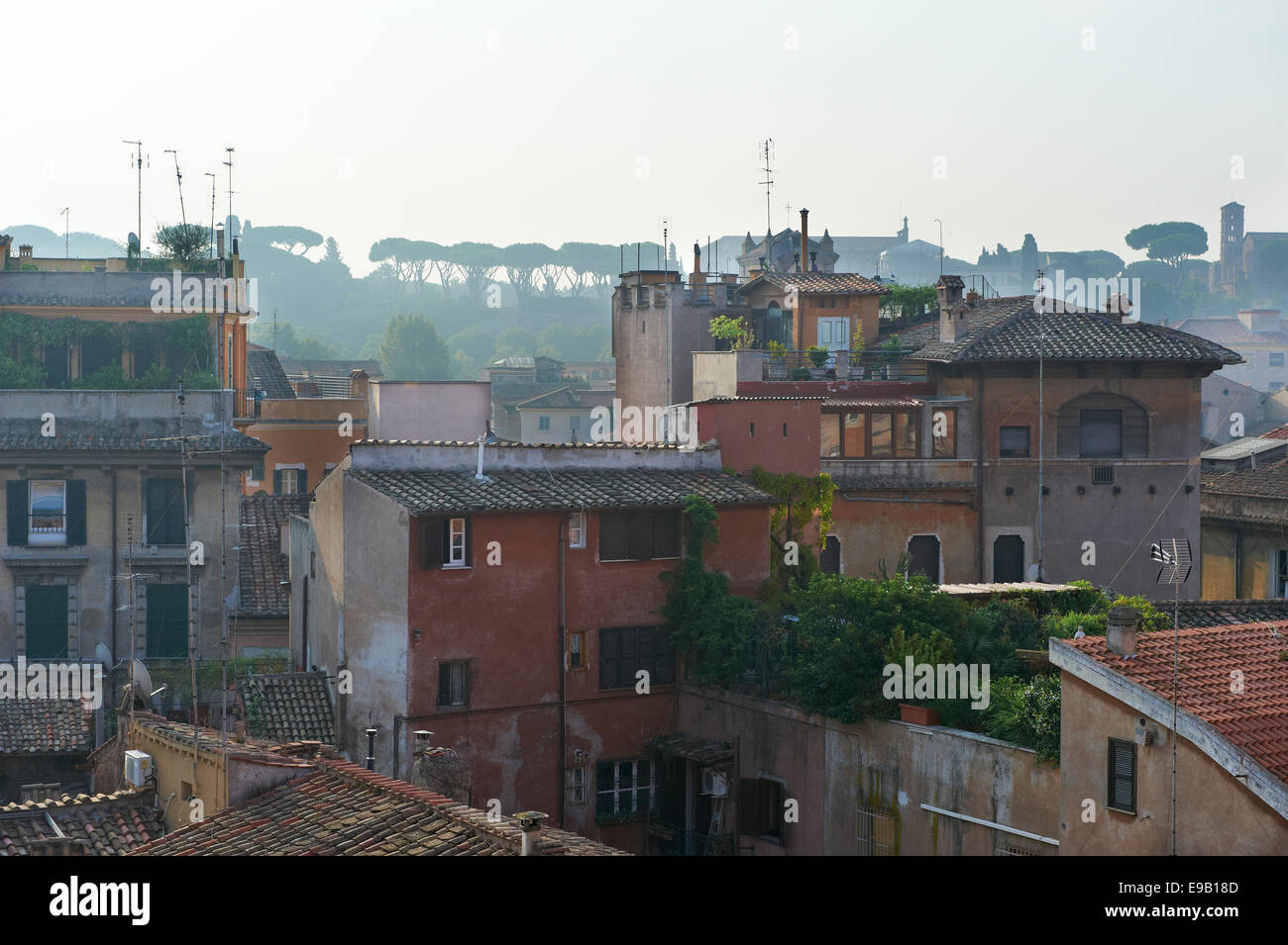 Rooftop view of old houses in Trastevere, Rome, Italy Stock Photo Alamy