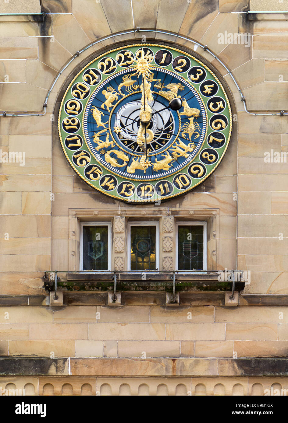 Astronomical clock in Schramberg Stock Photo