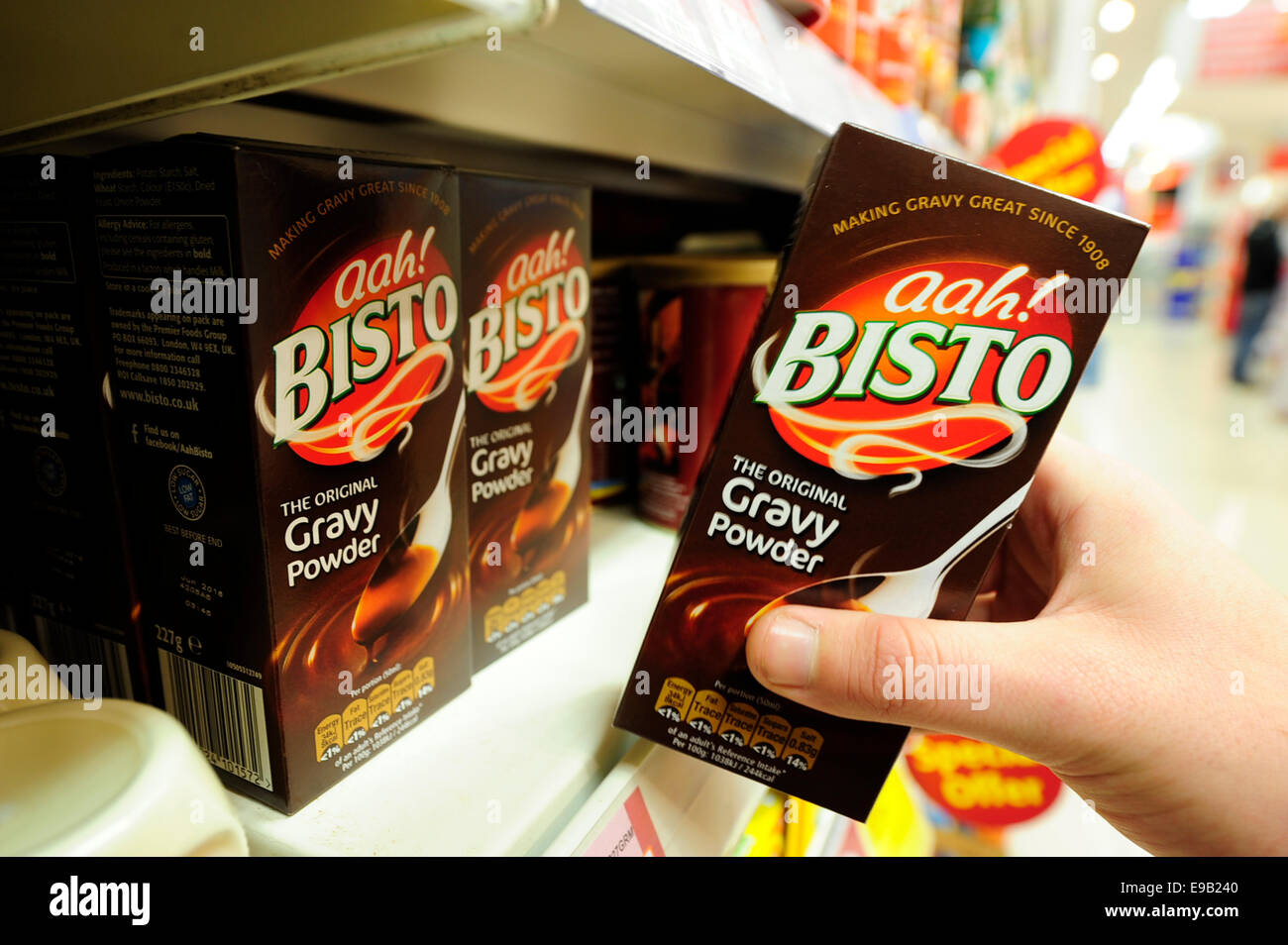 Bisto original gravy powder been taken from the shelf (Newscast)(Model