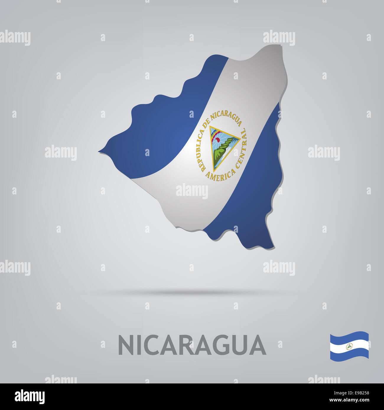 Nicaragua flag on 3d map hi-res stock photography and images - Alamy