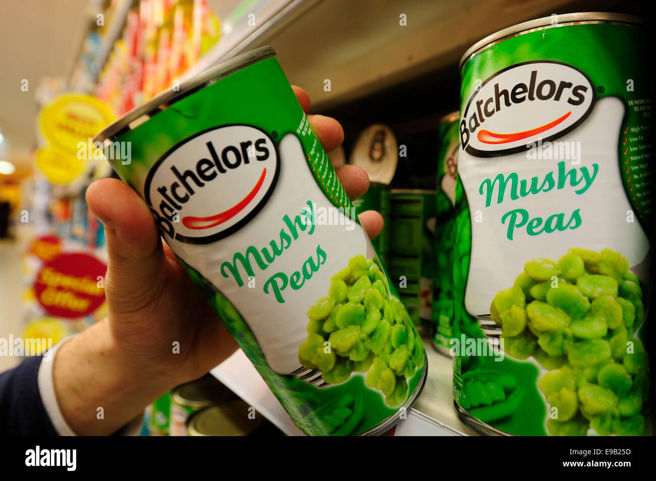 Batchelors mushy peas bean taken from the shelf (Newscast)(Model