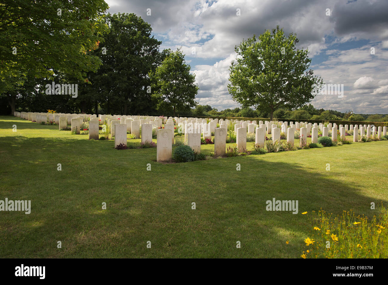 Military cemetery of the Commonwealth in Hotton Stock Photo