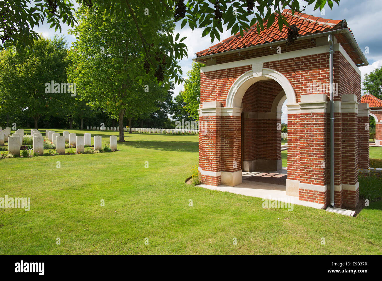 Entrance of the Military cemetery of the Commonwealth in Hotton Stock Photo