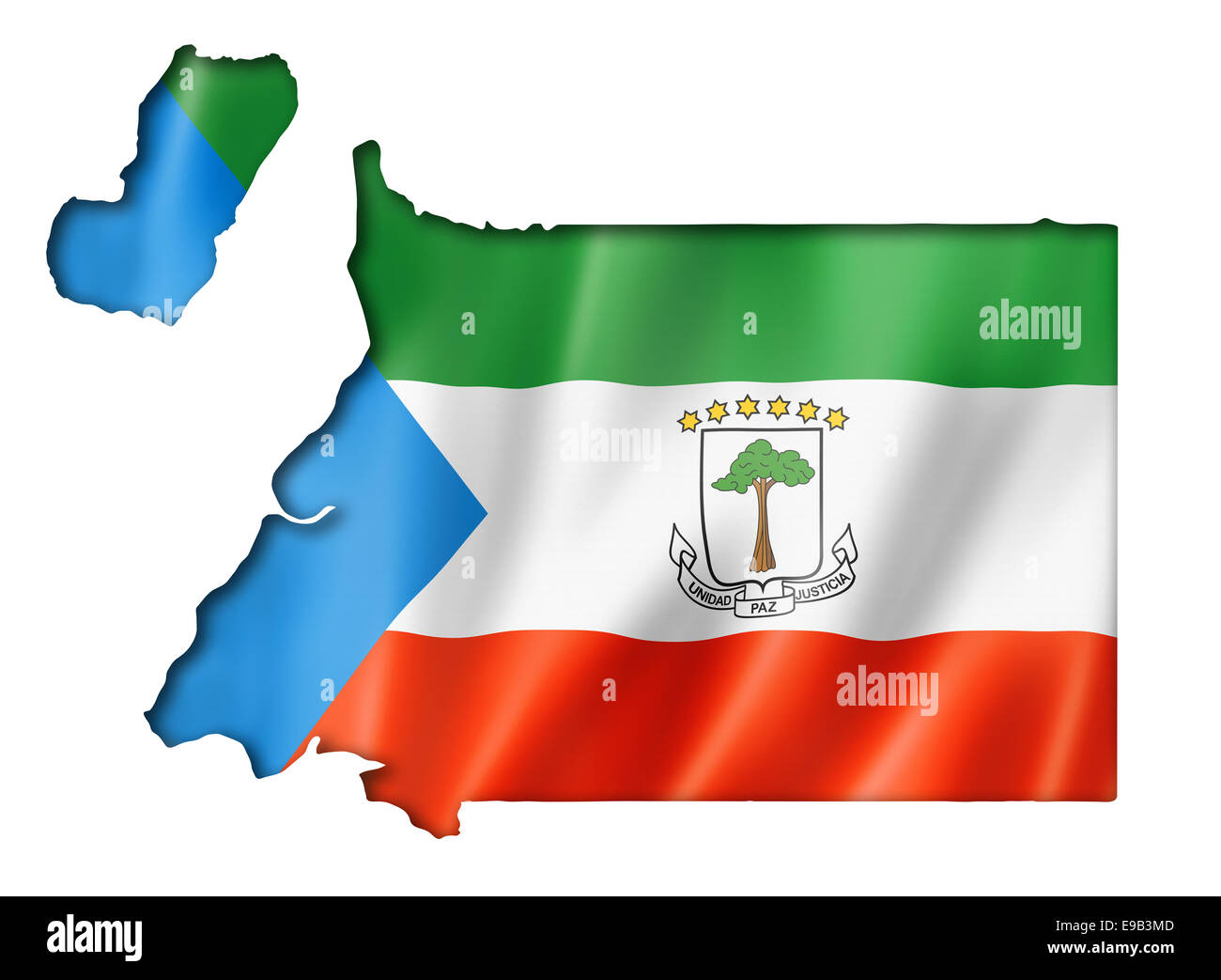 Equatorial Guinea flag map, three dimensional render, isolated on white Stock Photo