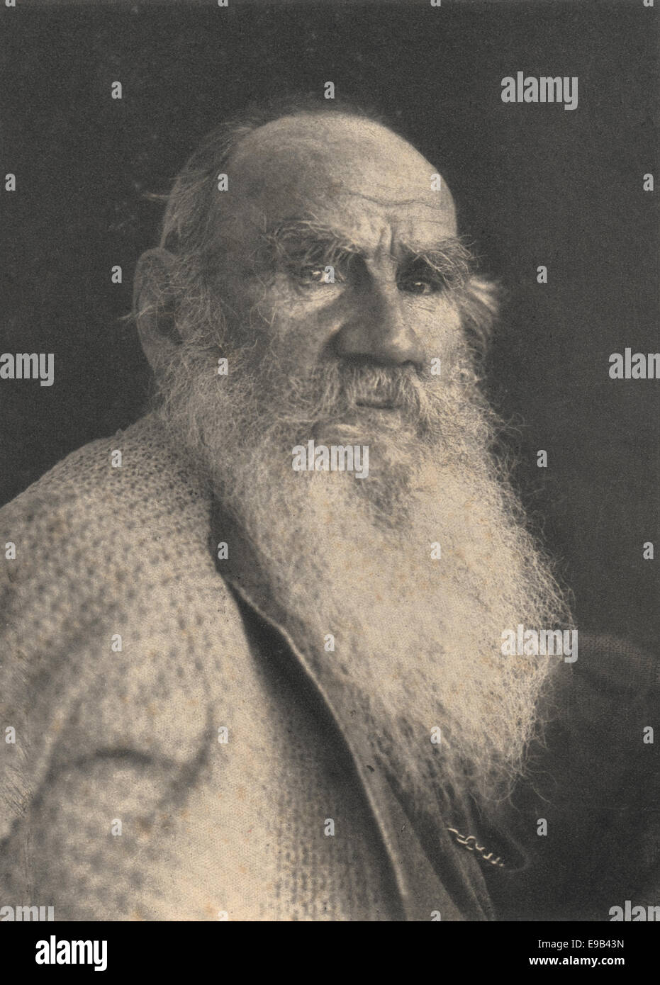 Portrait of the great Russian writer Leo Tolstoy,1908 Stock Photo