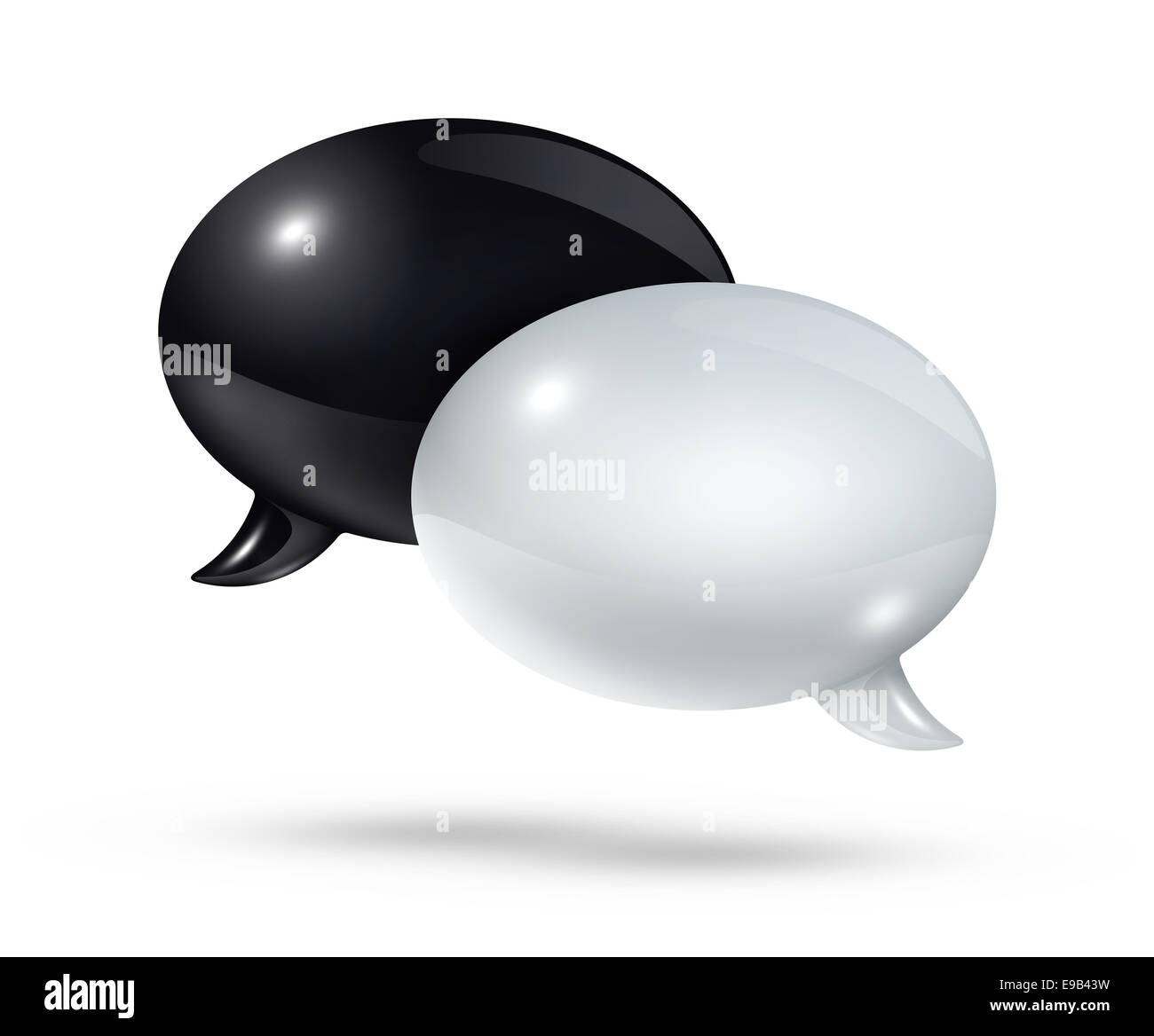 3D black and white speech bubbles isolated on white Stock Photo - Alamy
