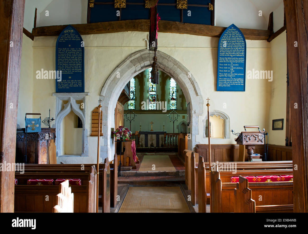 Interior of All Saints Church, in the village of Dummer, Hampshire, England UK Stock Photo