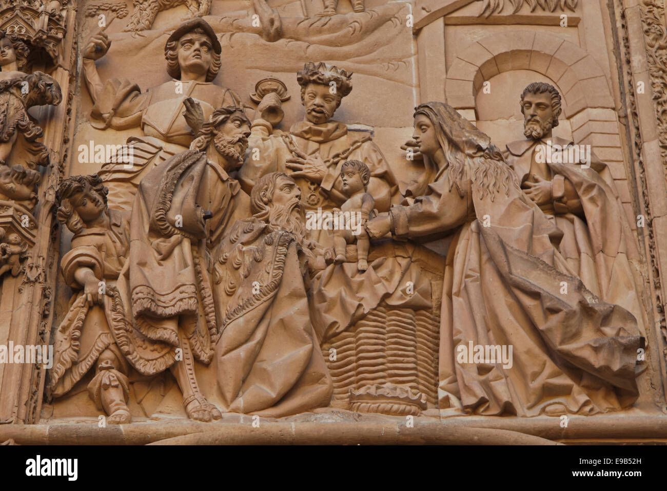 Decorative carving on the westside doorway of the New Cathedral, Salamanca. Castilla y León, Spain. Stock Photo