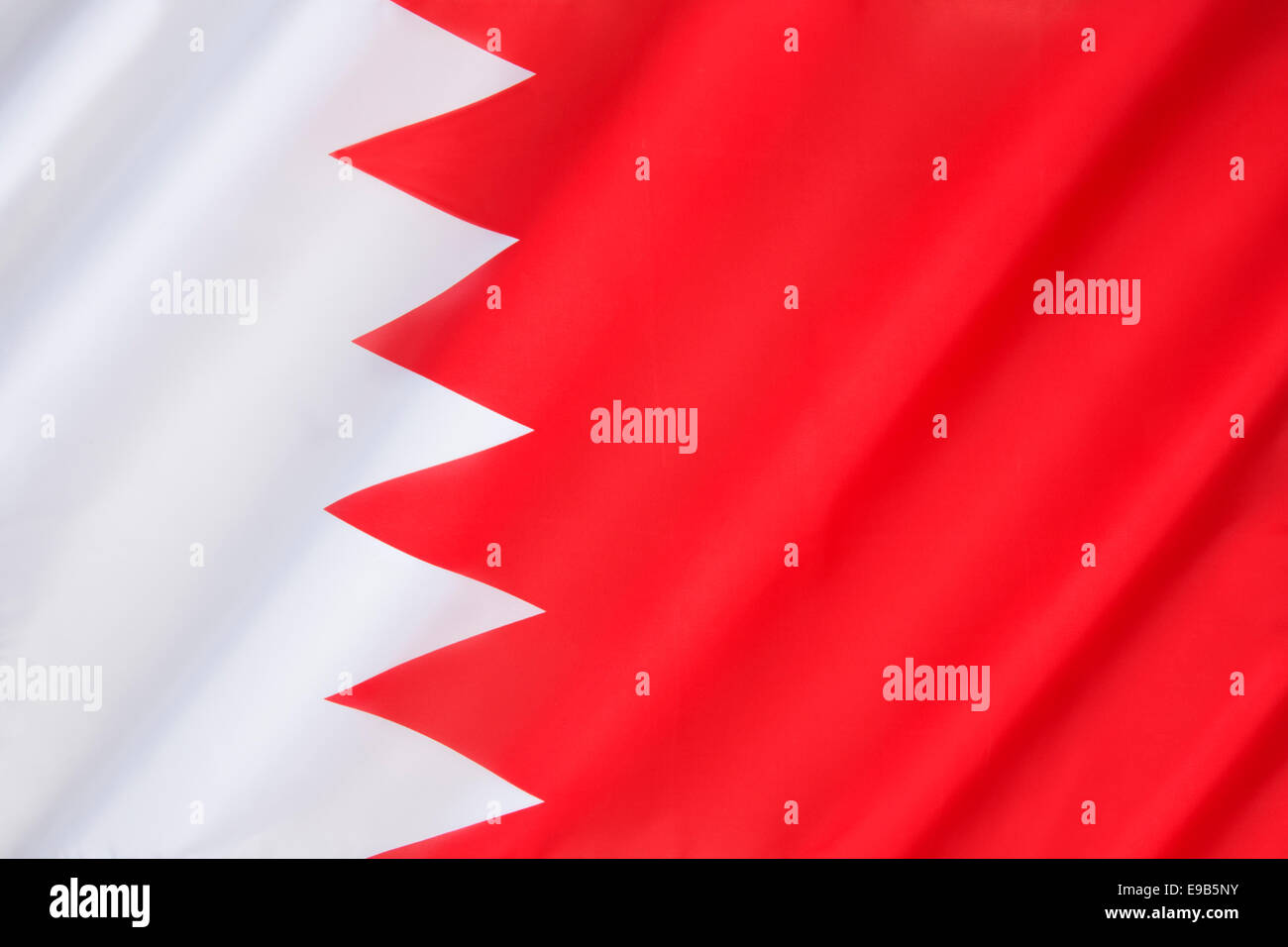 The national flag of Bahrain Stock Photo