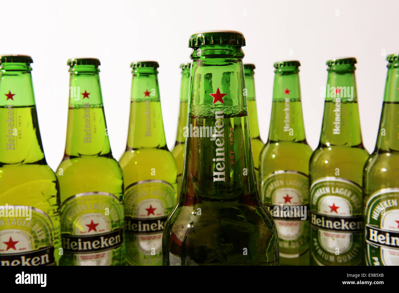 A row of Heineken Bottles Stock Photo - Alamy
