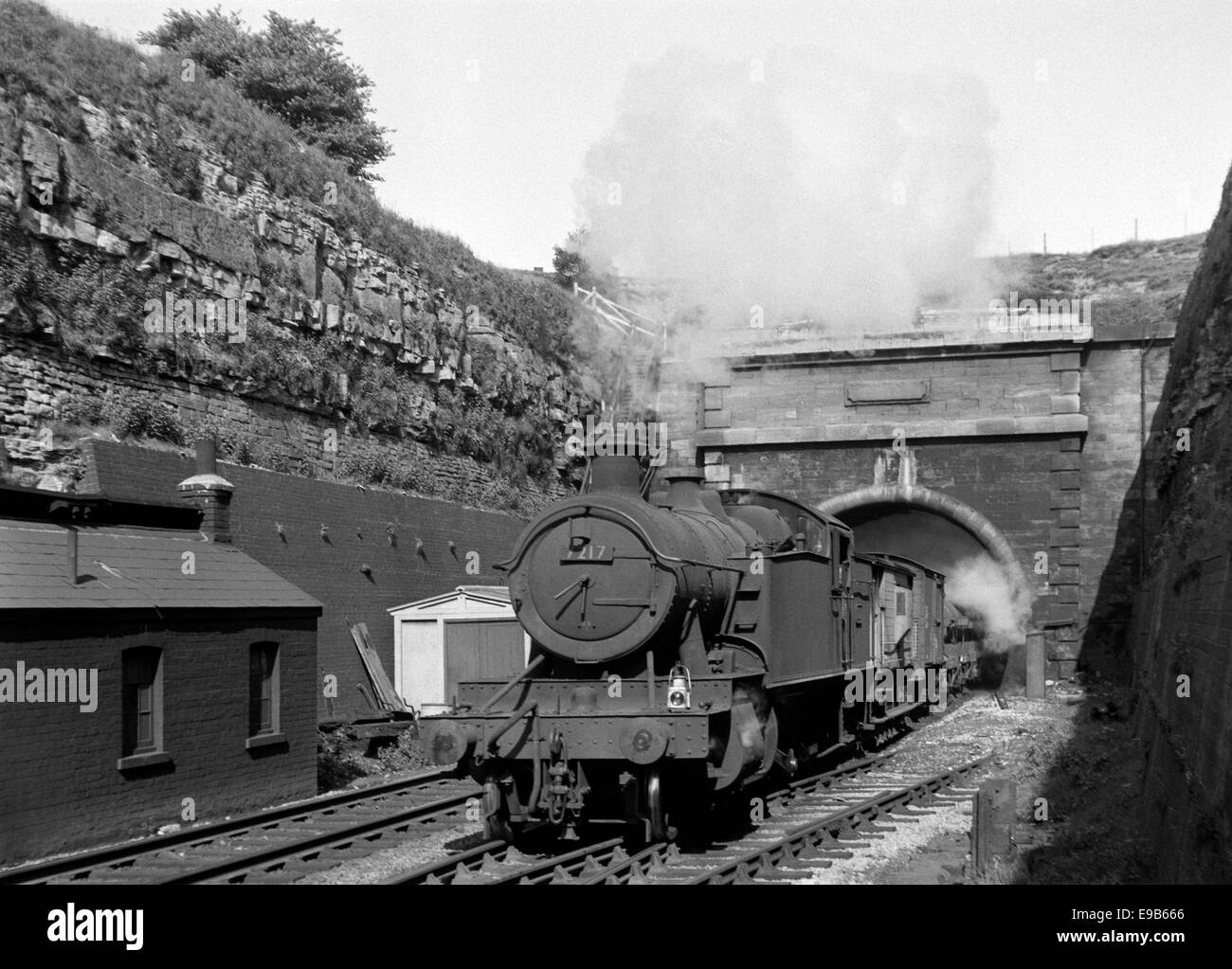 original british rail steam locomotive number 7200 exiting the severn tunnel in the 1960s Stock Photo