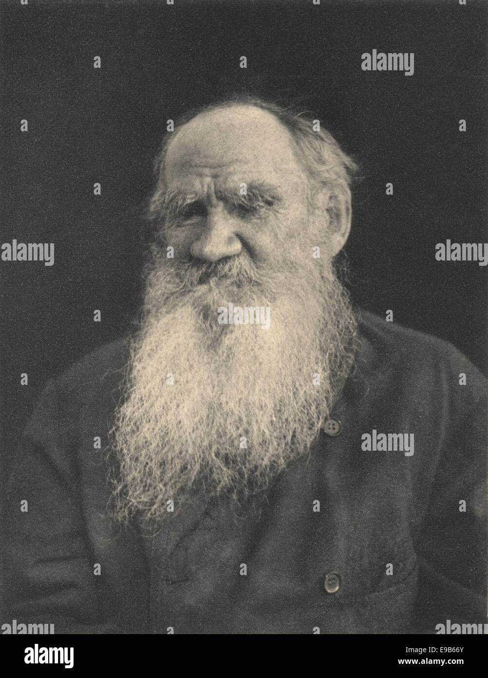 Portrait of the great Russian writer Leo Tolstoy,1908 Stock Photo