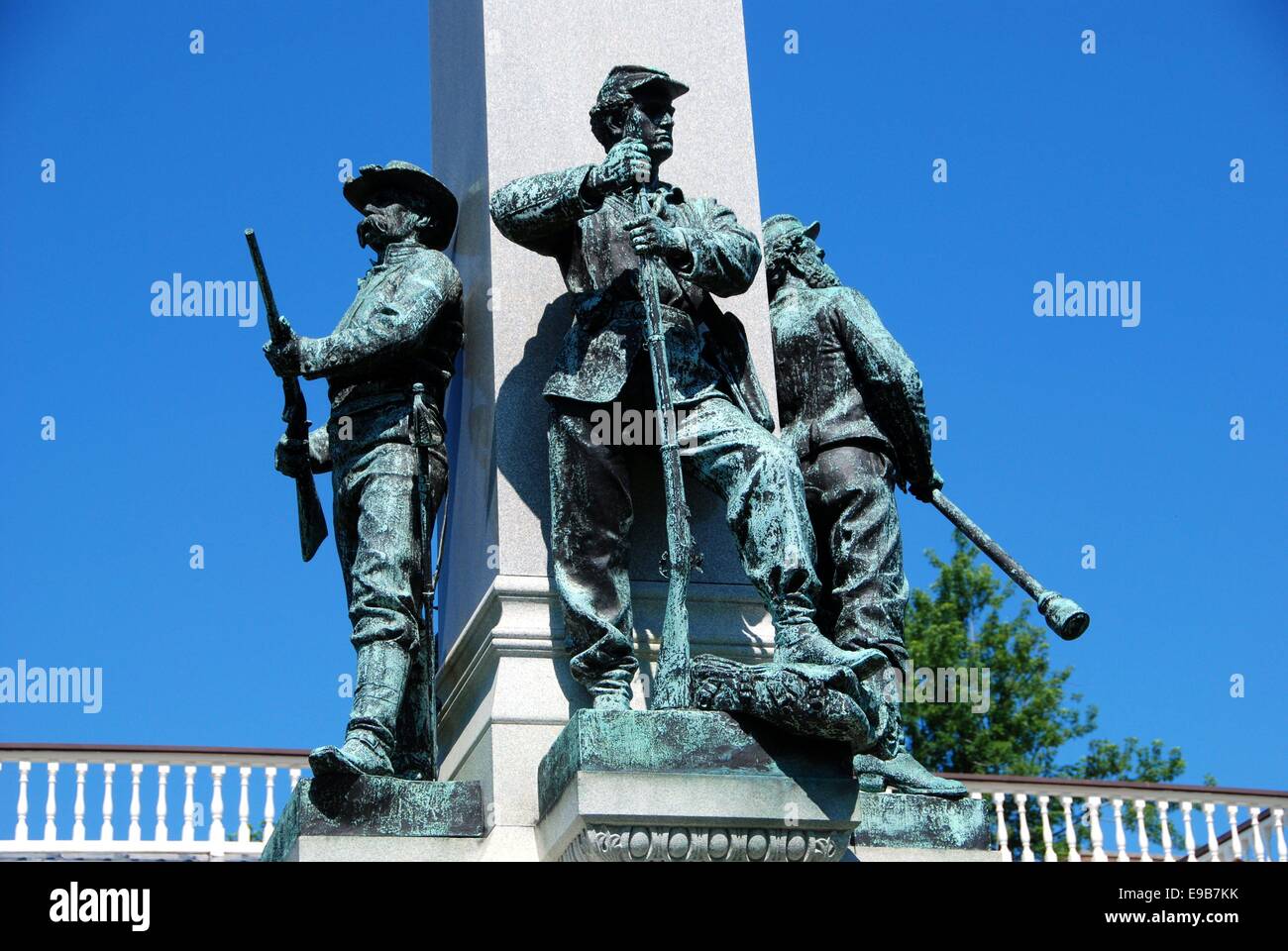 YONKERS, NY Life size Civil War soldiers with weapons at the 1892 Civil War Memorial Stock