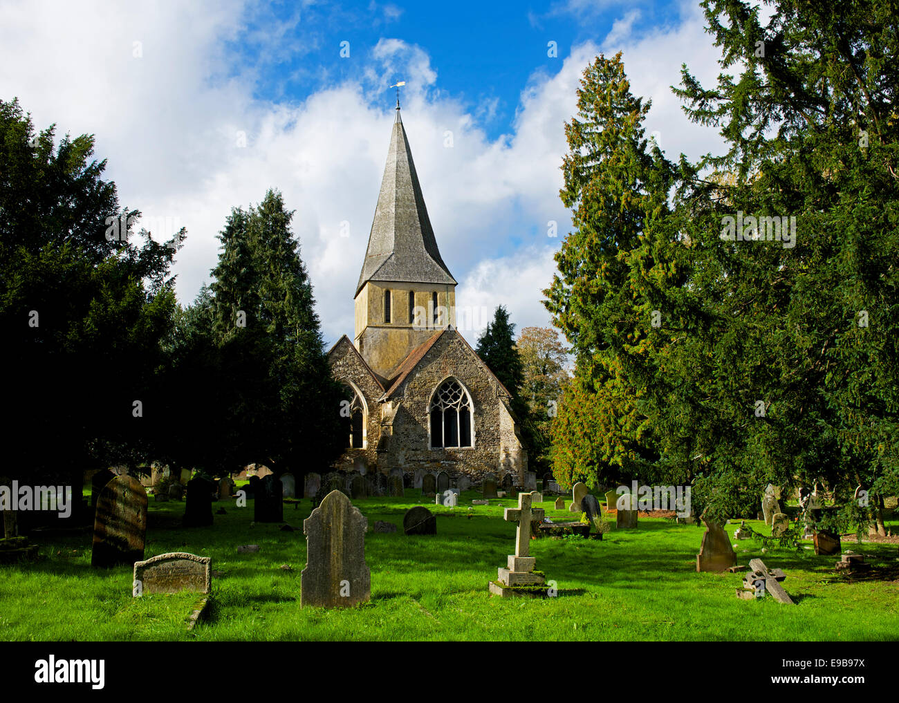 St James Church in the village of Shere, Surrey, England UK Stock Photo