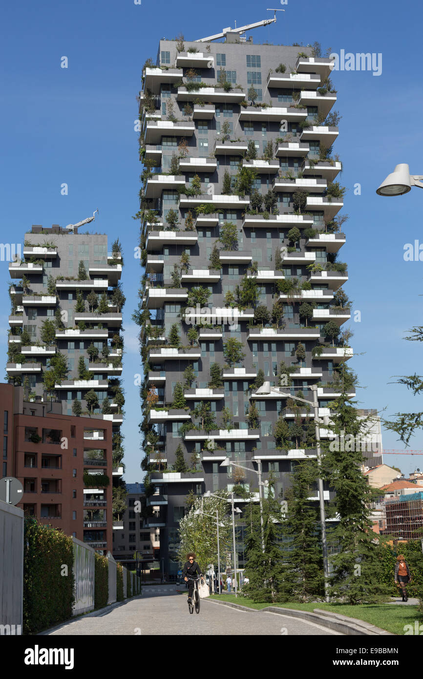 The two Bosco Verticale towers, Porta nuova district, Milan, Italy Stock Photo