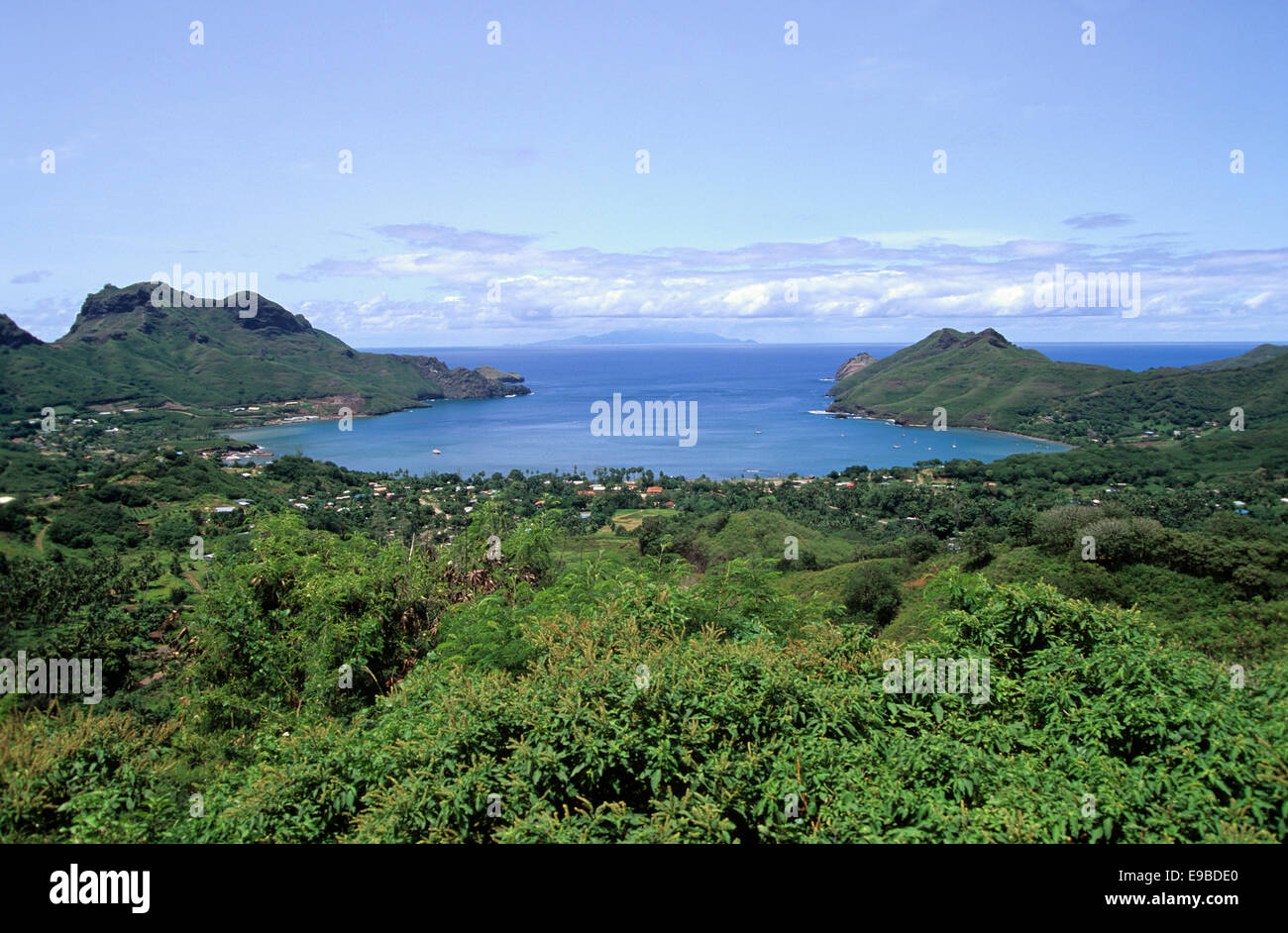 Overview of Taiohoe Bay, Nuku Hiva, Marquesas Islands Stock Photo - Alamy