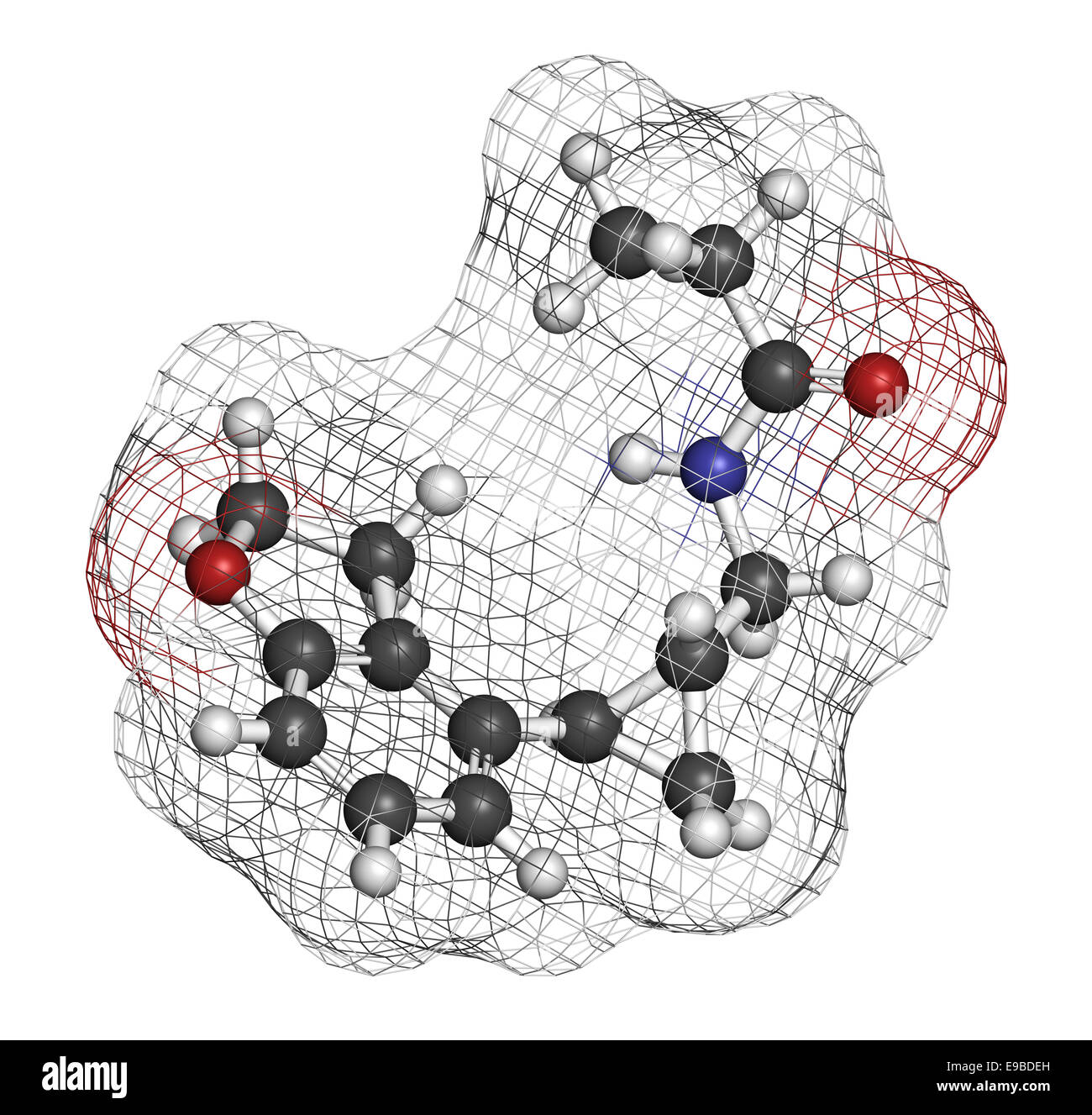Tasimelteon sleep disorder drug molecule Atoms are represented as ...