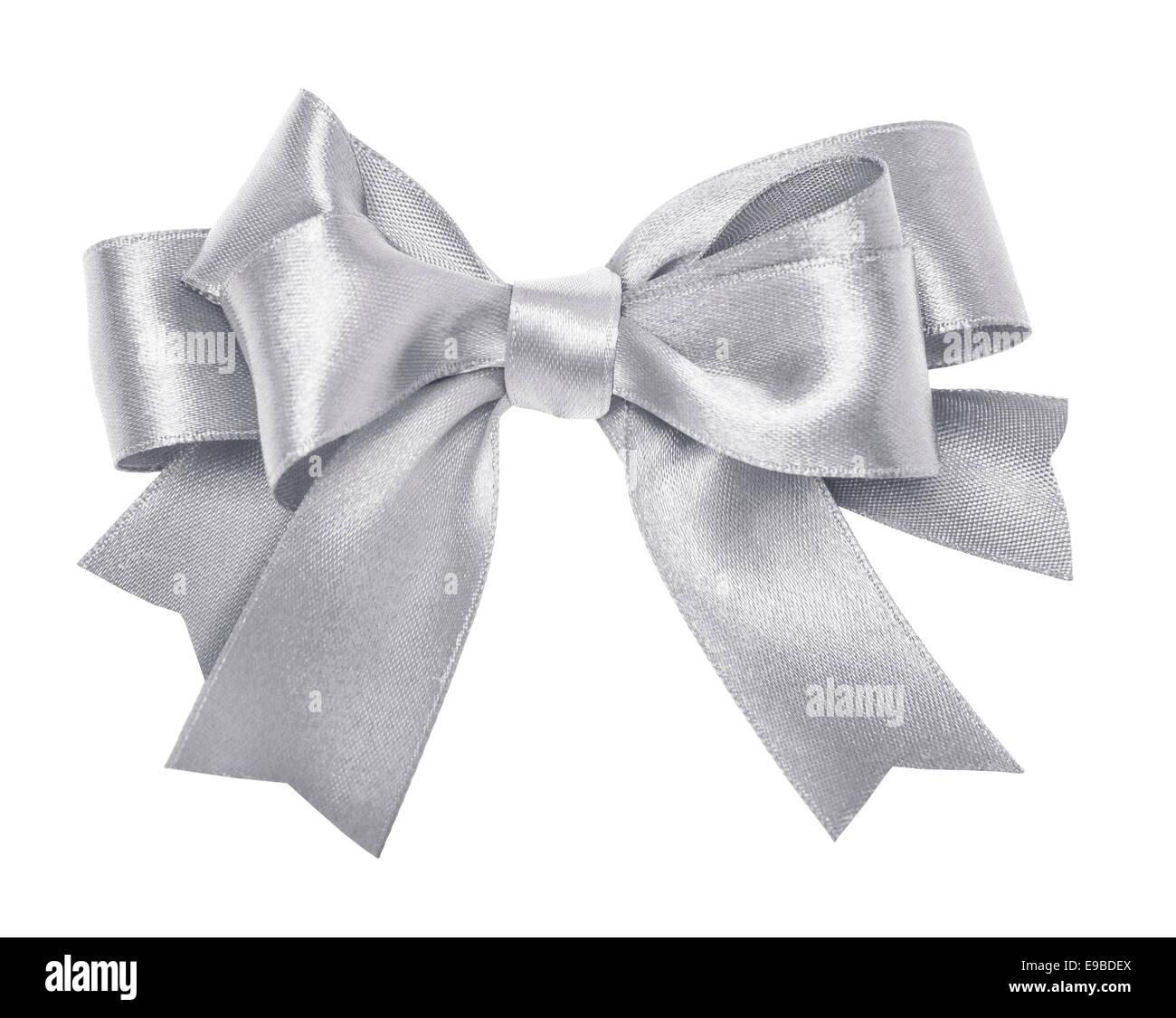 Shiny silver satin ribbon on white background Stock Photo - Alamy