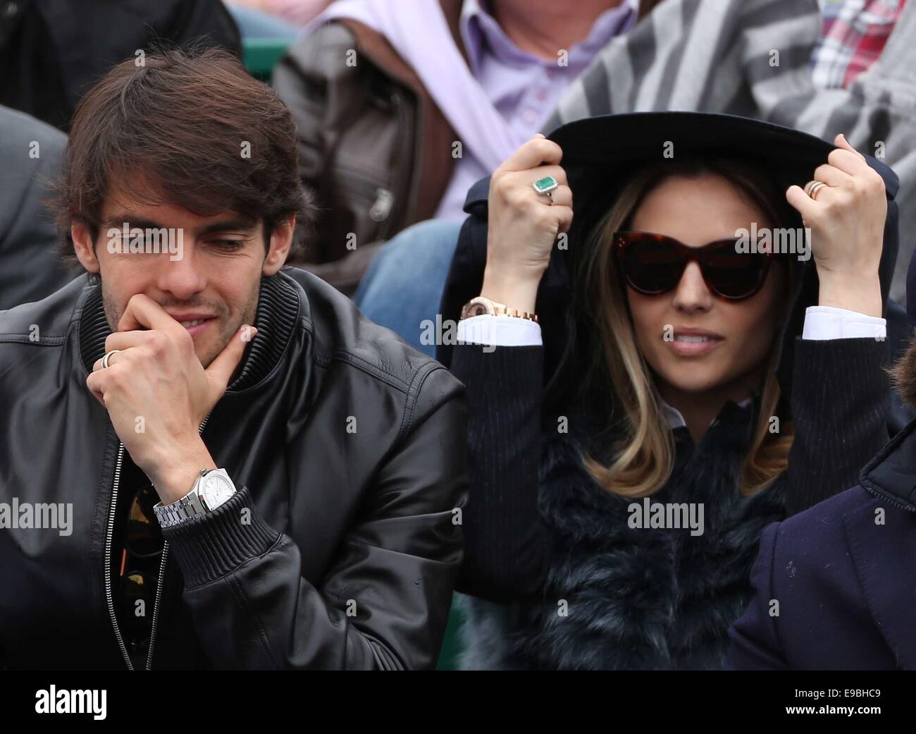 Kaka and his wife Caroline Celico attend the Giorgio Armani Boutique, WireImage