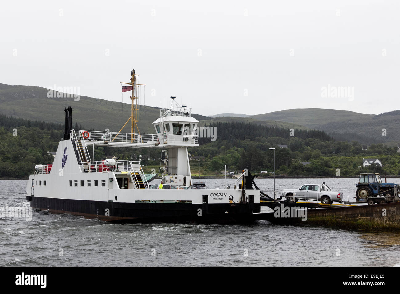 Corran ferry to Ardgour across the Corran Narrows of Loch Linnhe, Highland, Scotland Stock Photo