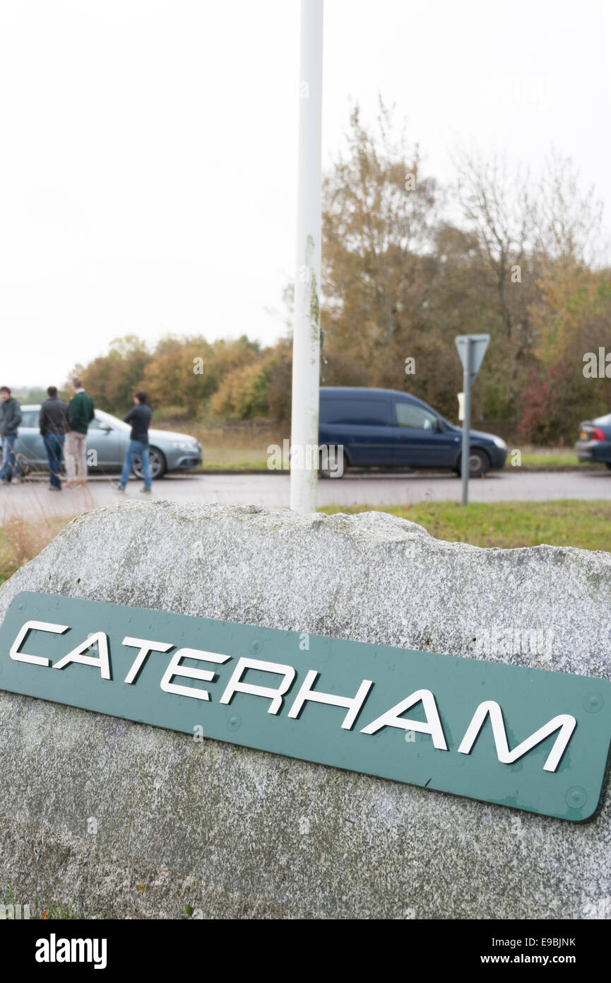 Leafield, Oxfordshire, UK. 24th Oct, 2014. Caterham F1 plant closure. Workers arriving at the Caterham F1 plant at Leafield in Oxfordshire found themselves locked out of the plant this morning. The Swiss-Middle Eastern owner Formula One team which races under a Malaysian license went into administration on Monday. Credit:  Desmond Brambley/Alamy Live News Stock Photo