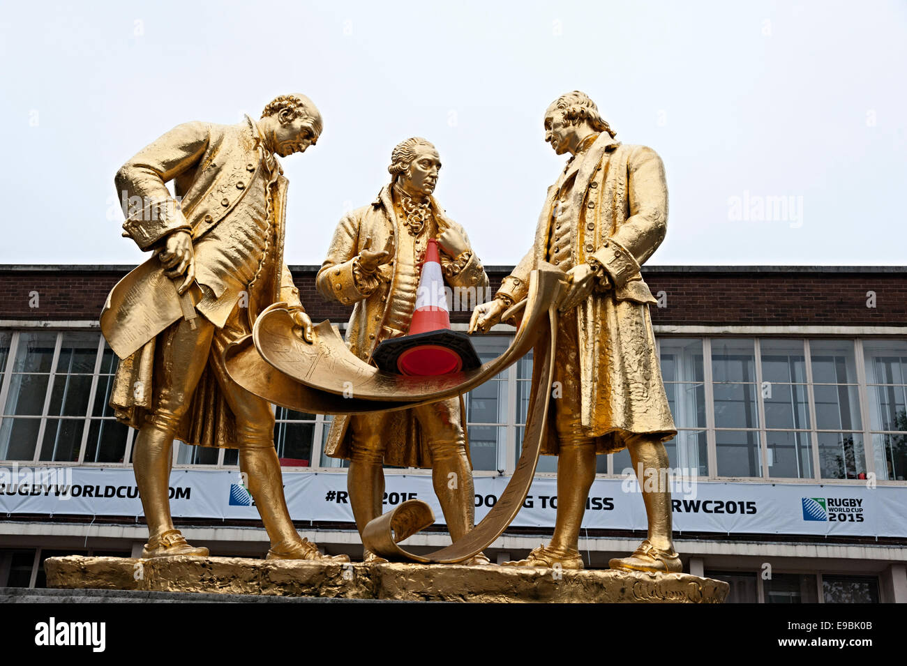 Boulton Watt and Murdock statue in Broad Street Birmingham England with