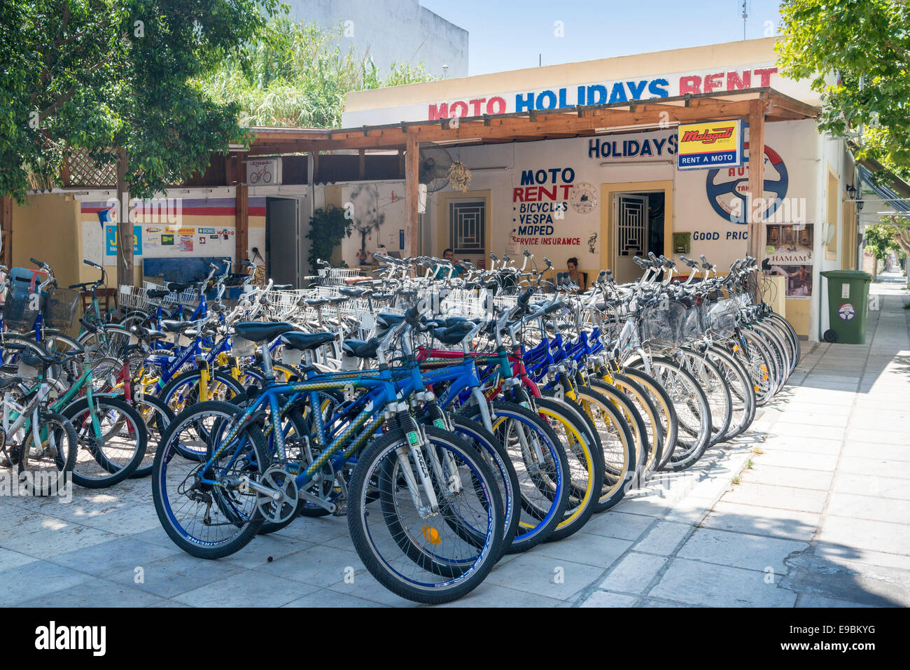 Bicycles for rent shop, town of Kos, island of Kos, Greece Stock Photo -  Alamy