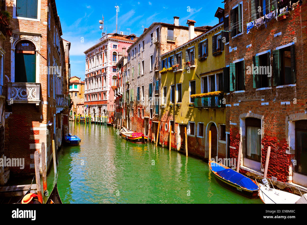 view of a secondary canal, called rio in venezian dialect, in Venice, Italy Stock Photo