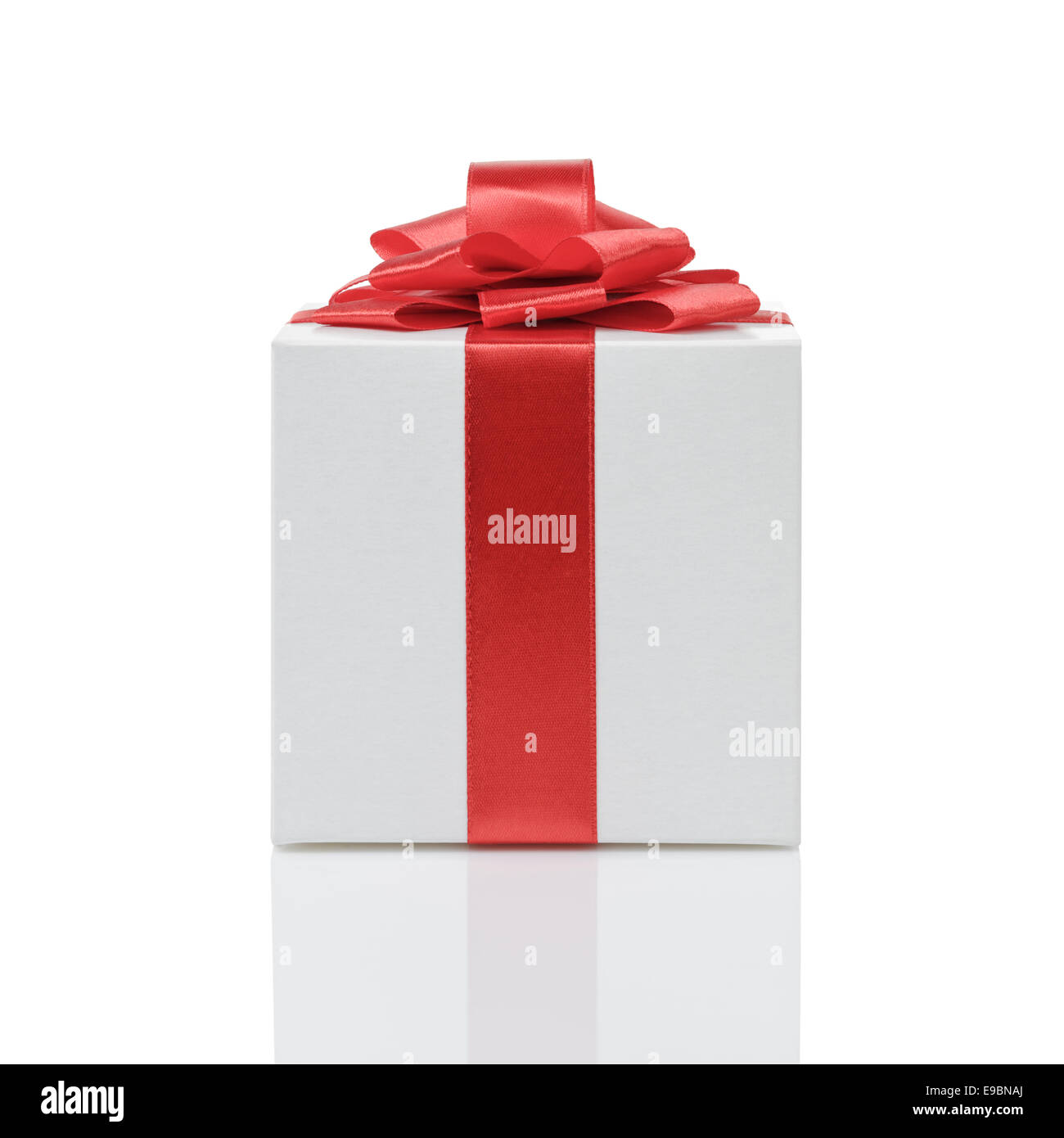 gift box with handmade red ribbon bow, isolated on white Stock Photo ...