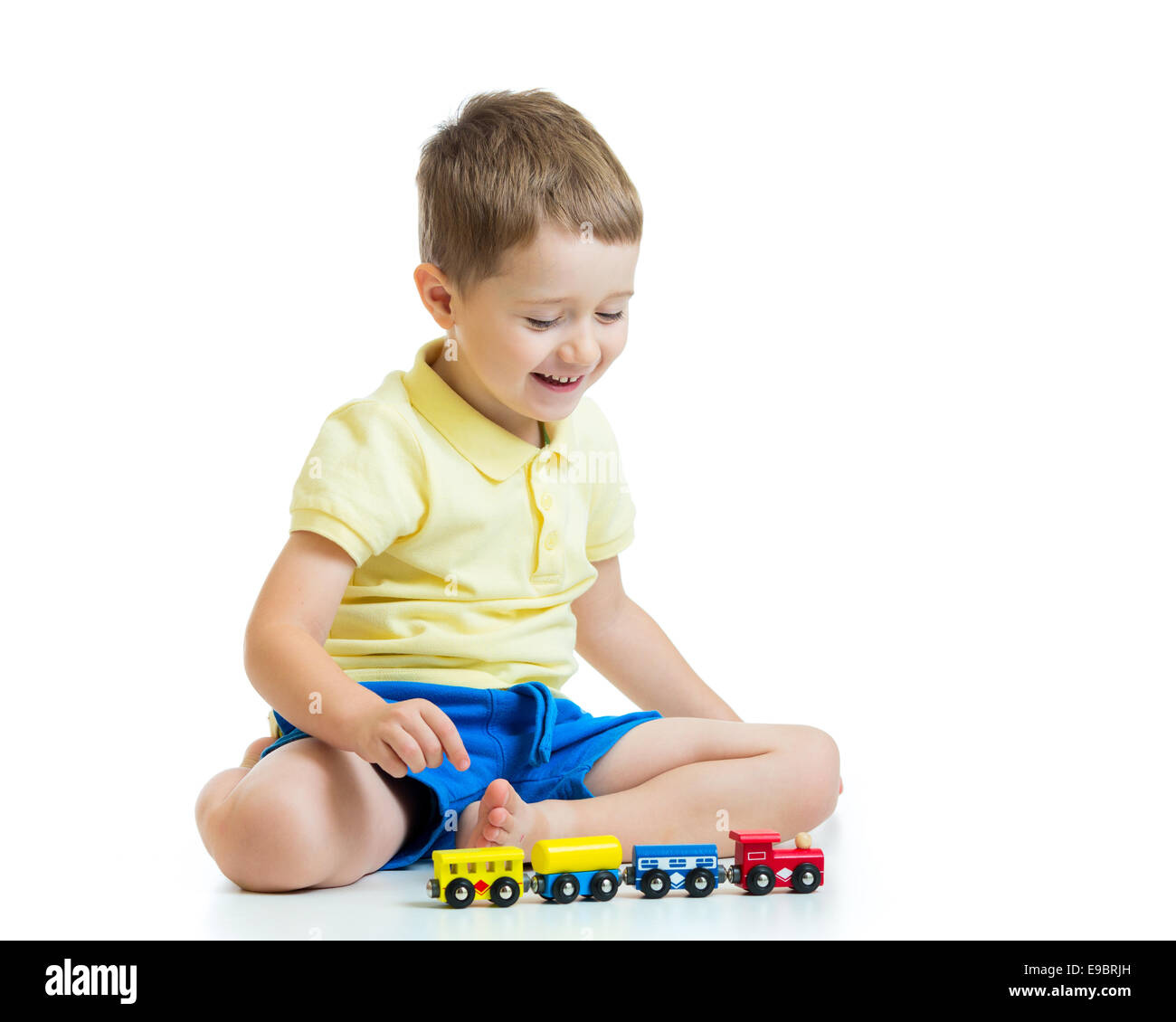 child boy playing with toys Stock Photo