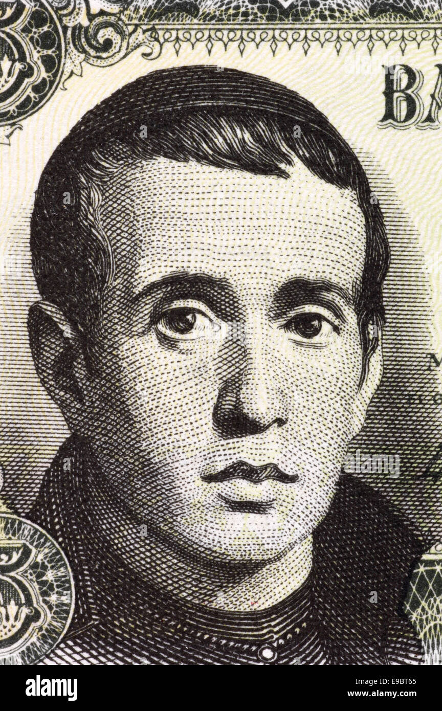Jaime Balmes (1810-1848) on 5 Pesetas 1951 Banknote from Spain. Spanish Catholic priest. Stock Photo