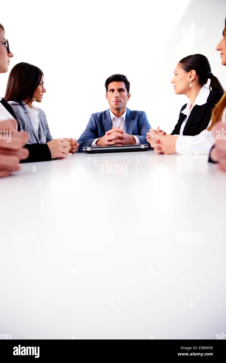 Businesspeople sitting at the table on a meeting Stock Photo