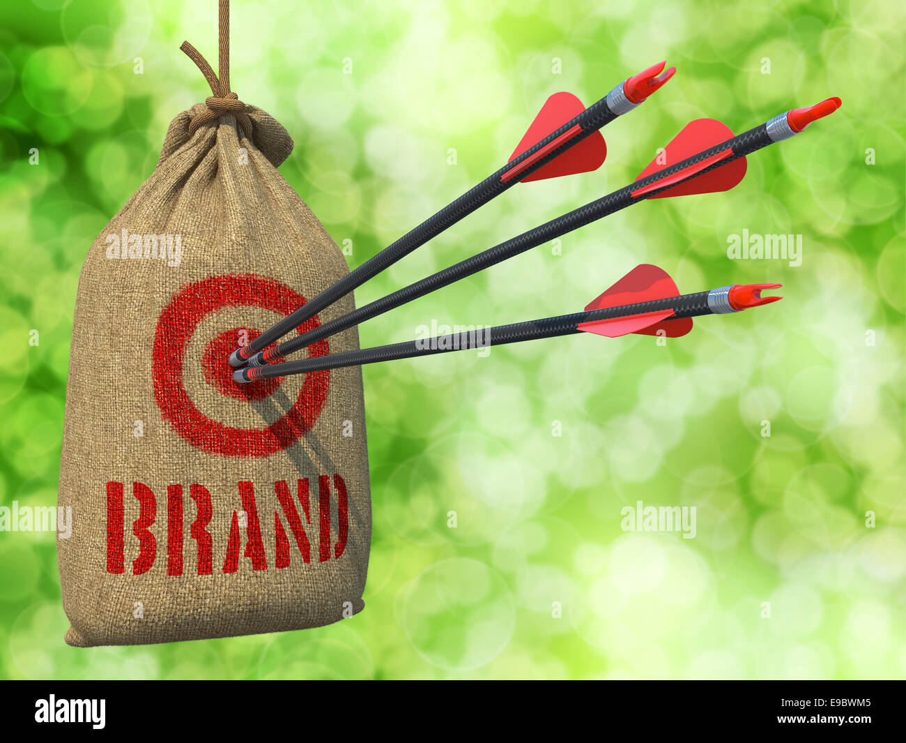 Brand - Arrows Hit in Red Mark Target. Stock Photo