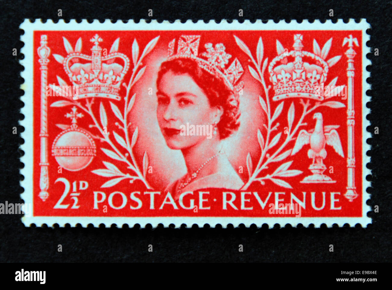 Postage stamp. Great Britain Queen Elizabeth II. Coronation. 1953. Stock Photo