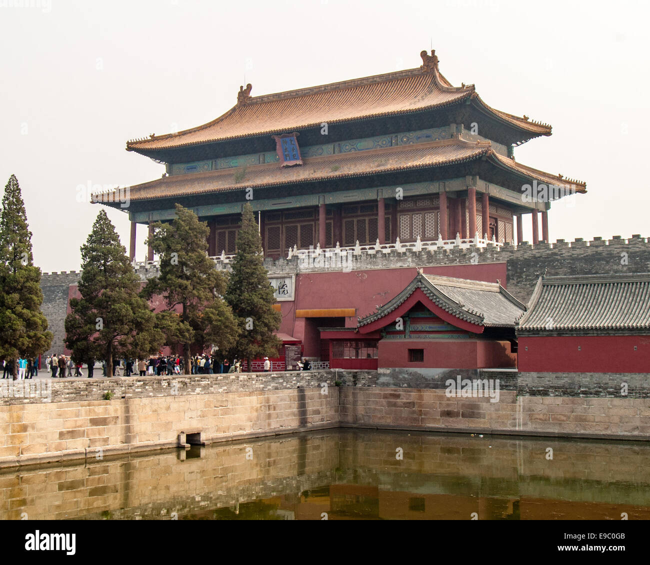 Beijing, China. 18th Oct, 2006. Viewed across the moat is the northern gate into the Forbidden City, The Gate of Divine Might (Shenwumen) or Gate of Divine Prowess. In the center of Beijing, the Forbidden City complex of 980 buildings, built in 1406-1420, was the Chinese imperial palace for 500 years from the Ming dynasty to the end of the Qing dynasty and was home to emperors and their households, as well as the ceremonial and political center of Chinese government. © Arnold Drapkin/ZUMA Wire/Alamy Live News Stock Photo