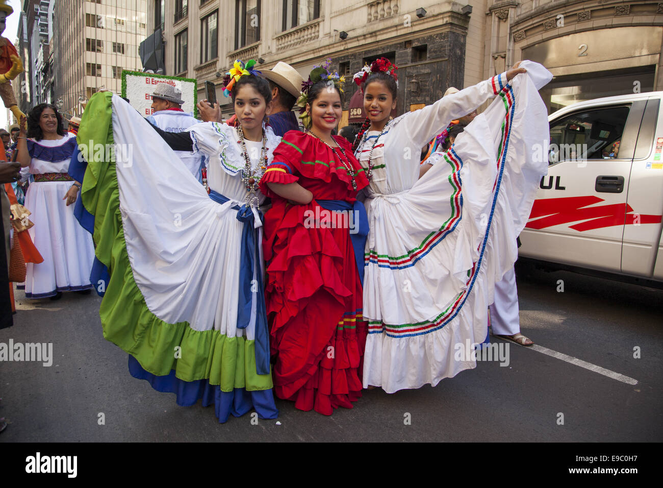 Hispanic Day Parade on 5th Avenue in New York City. Dancers from