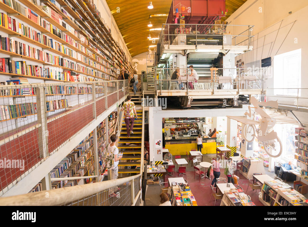 A former printing space gave life to a bookstore in the lx factory,lisboa, portugal. Stock Photo