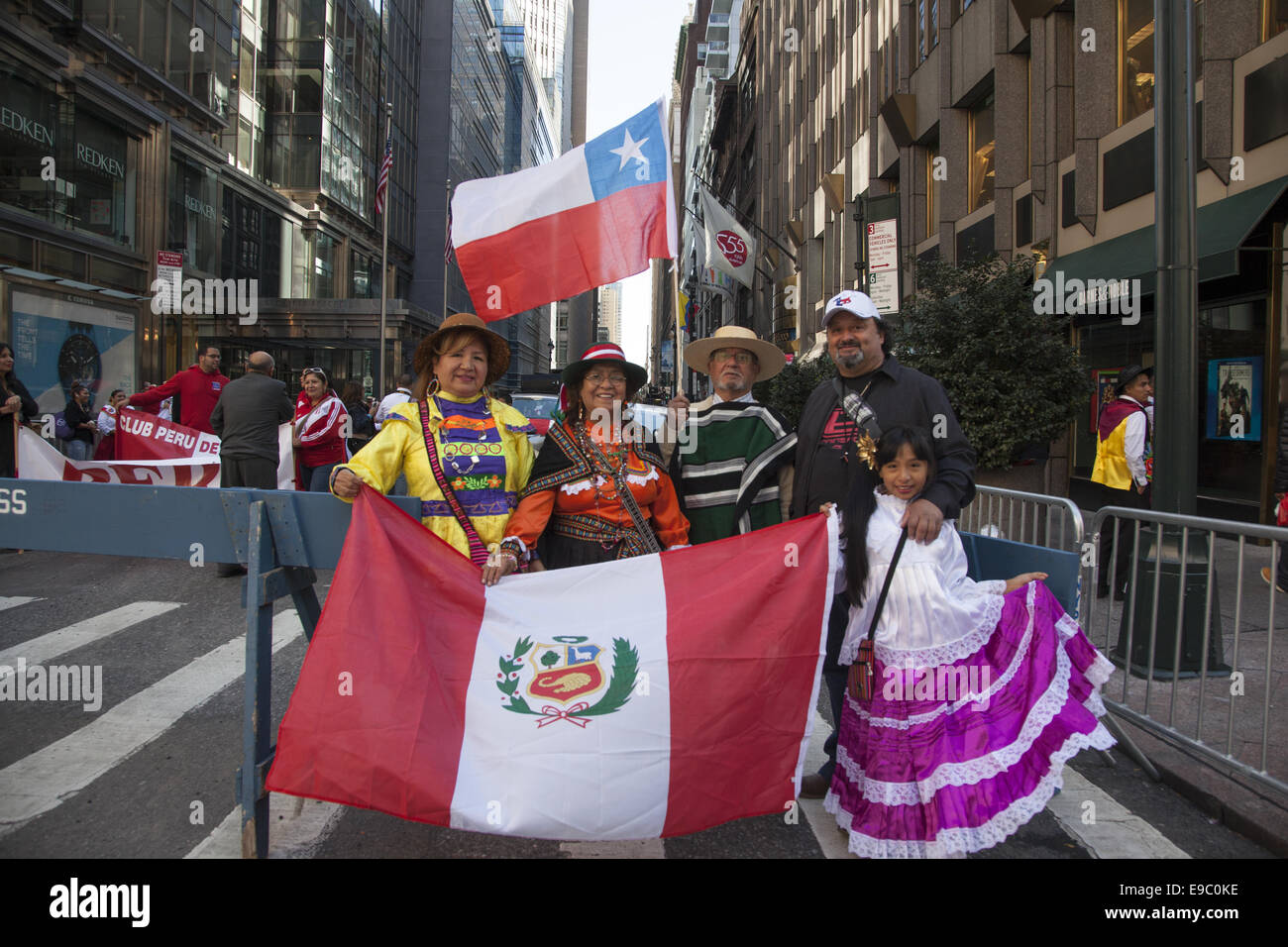 Hispanic Day Parade on 5th Avenue in New York City. Group displays