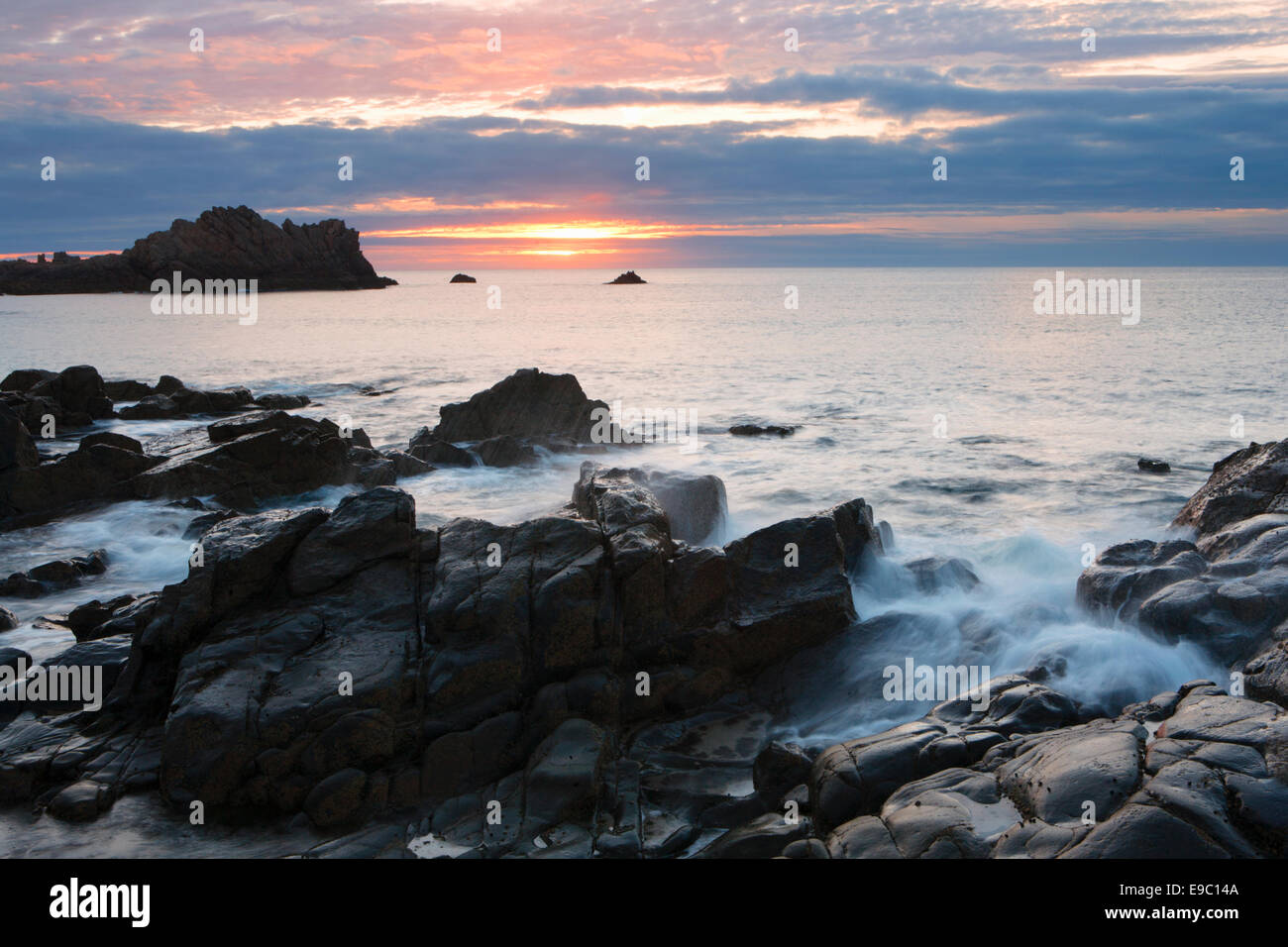 SUNSET AT PORT SOIF AND LES GRANDES ROQUES Stock Photo