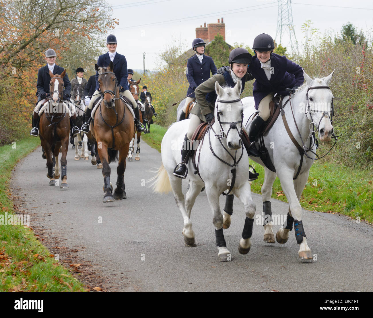 Leicestershire, UK. 24th October, 2014. There were many young supporters for the start of the fox hunting season - Quorn Hunt Opening Meet at The Kennels. Credit:  Nico Morgan/Alamy Live News Stock Photo