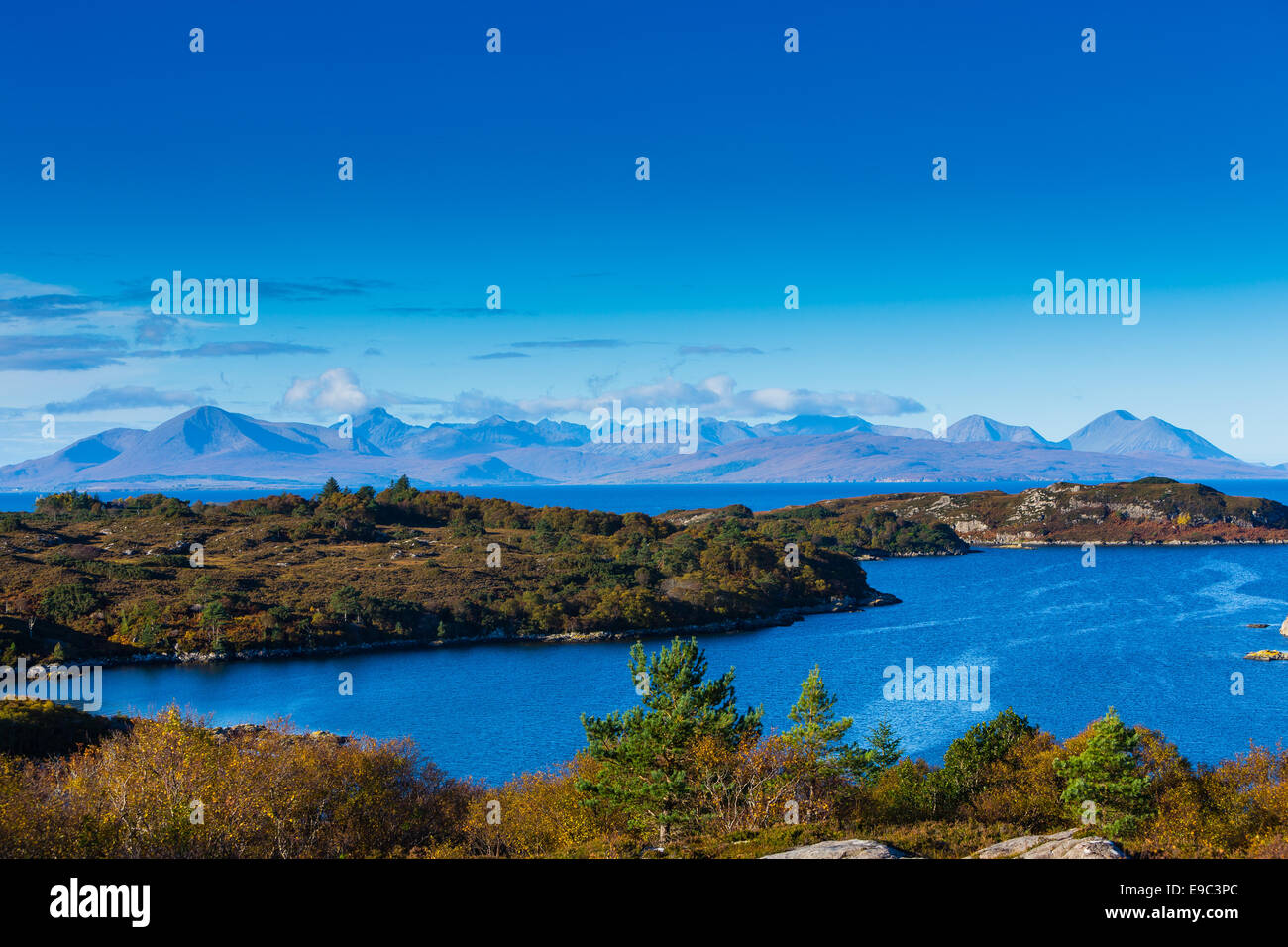The Cuillins on Skye from plockton Stock Photo