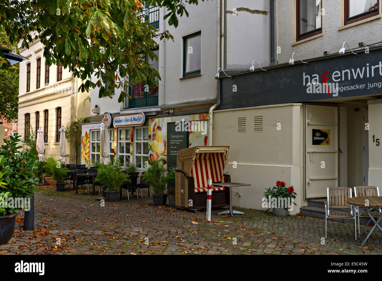 Pubs near the harbour, Bremen, Vegesack, Germany, Europe. Stock Photo