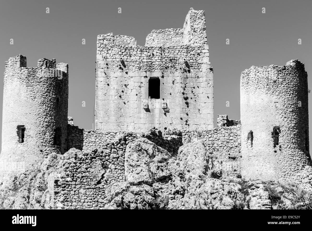 The fantastic 'Rocca Calascio' castle one of the highest castles in Italy  located in the National Park of Gran Sasso. Stock Photo