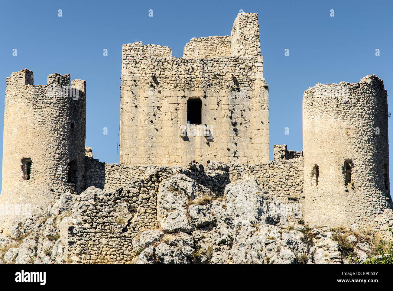 The fantastic 'Rocca Calascio' castle one of the highest castles in Italy  located in the National Park of Gran Sasso. Stock Photo