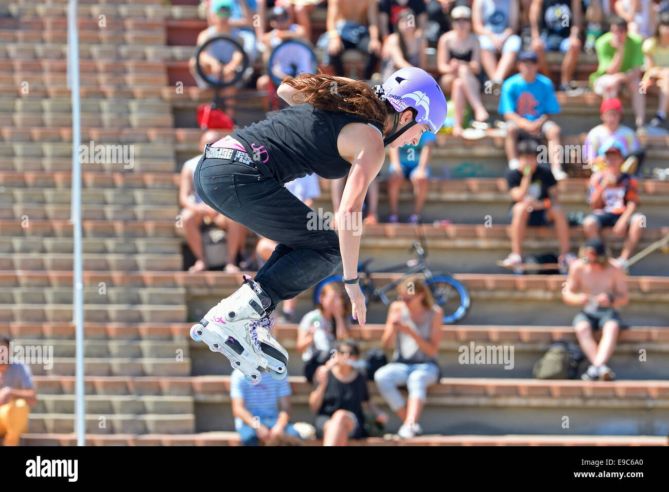 BARCELONA JUN 28 A professional skater at the Women inline skating