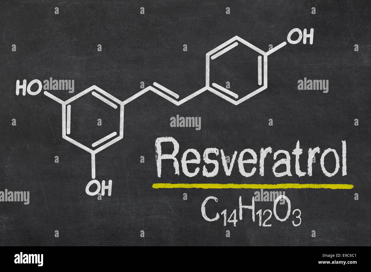 Blackboard with the chemical formula of Resveratrol Stock Photo - Alamy