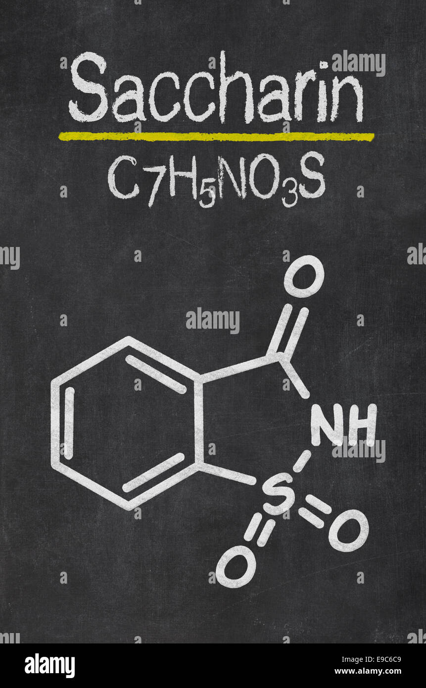 Blackboard with the chemical formula of Saccharin Stock Photo Alamy
