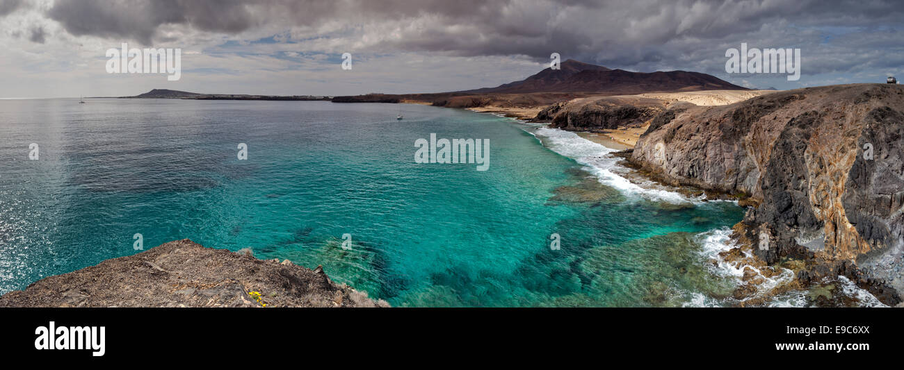 Papagayo beach in the natural park of ' Los Ajaches' Lanzarote, Canary islands, Spain, Stock Photo